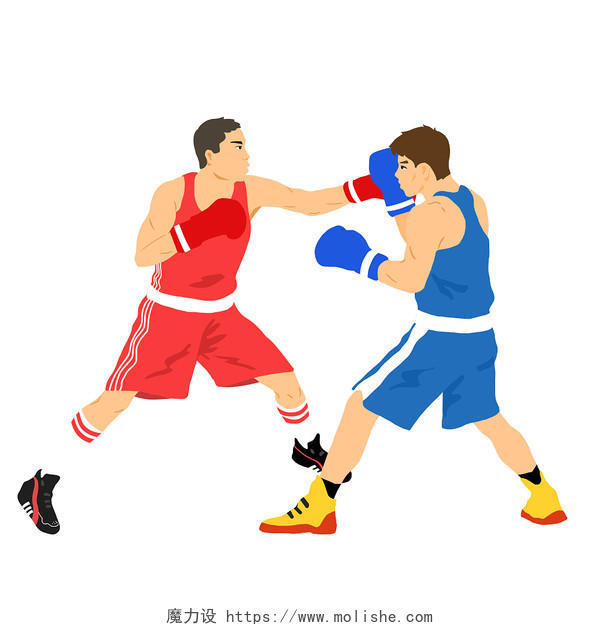 东京奥运会运动手绘赛场上对战的拳击选手拳击人物